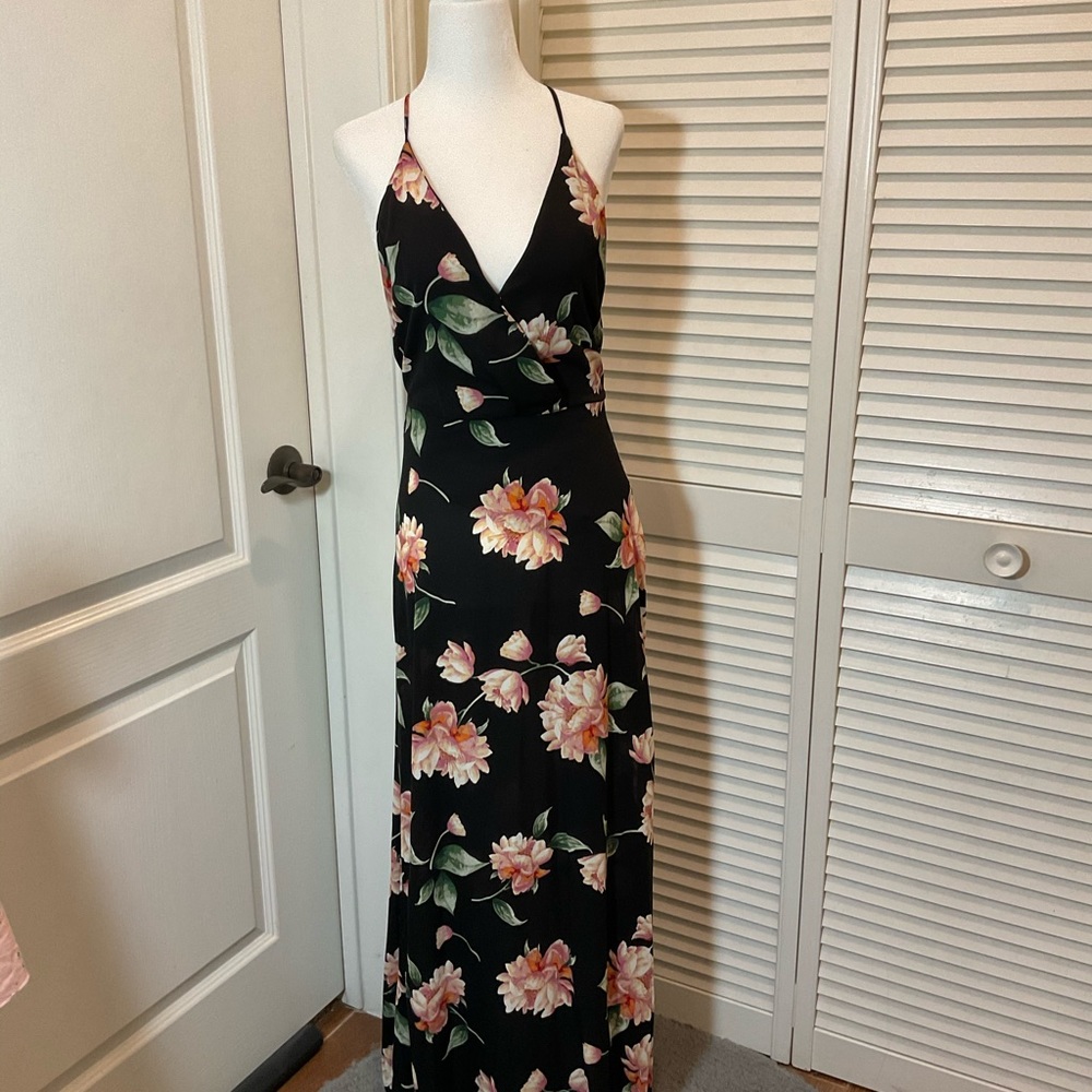 Lush Maxi Black Floral Dress